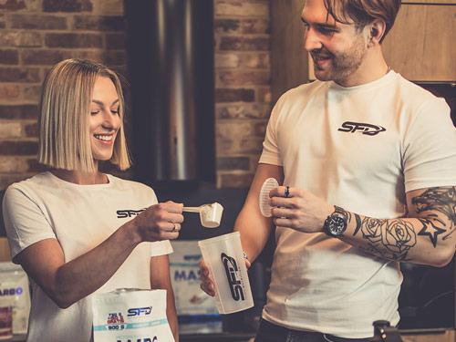 Männlich und weiblich mit Eiweißergänzung 