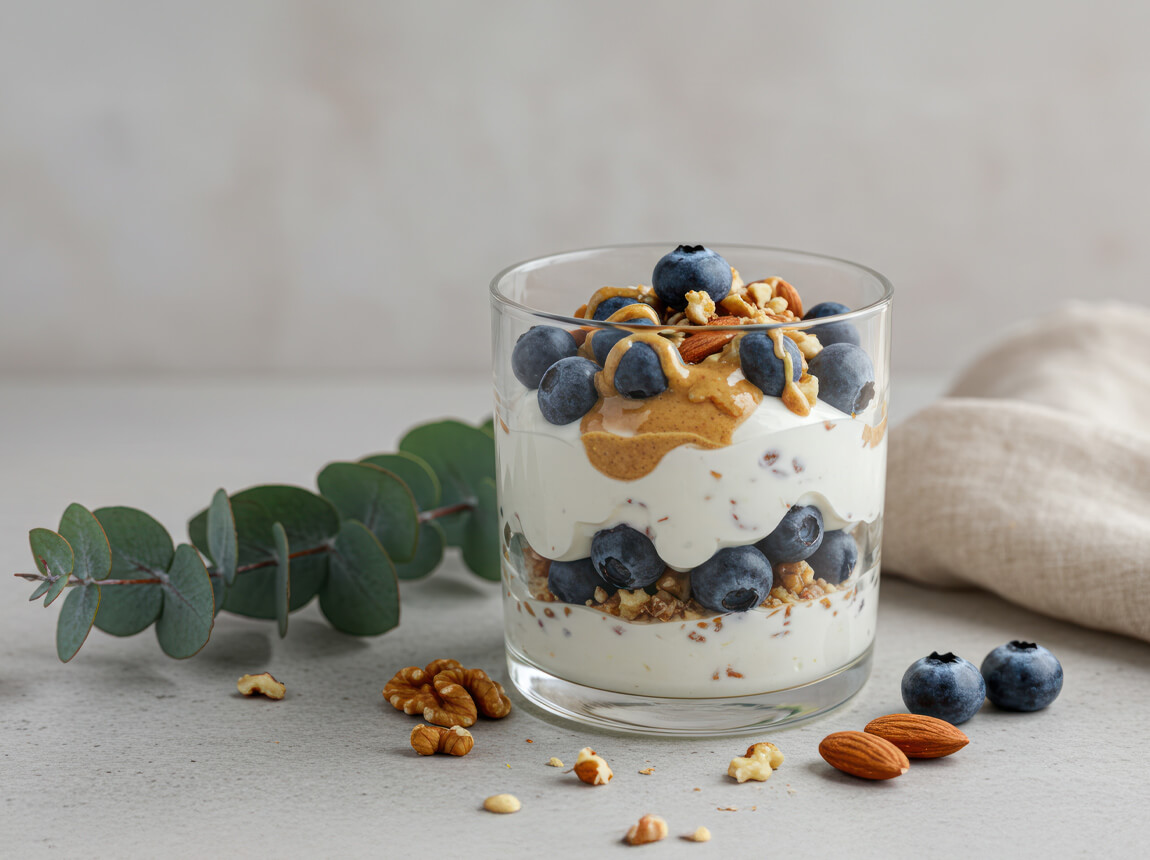 Joghurt mit Nüssen und getrockneten Früchten