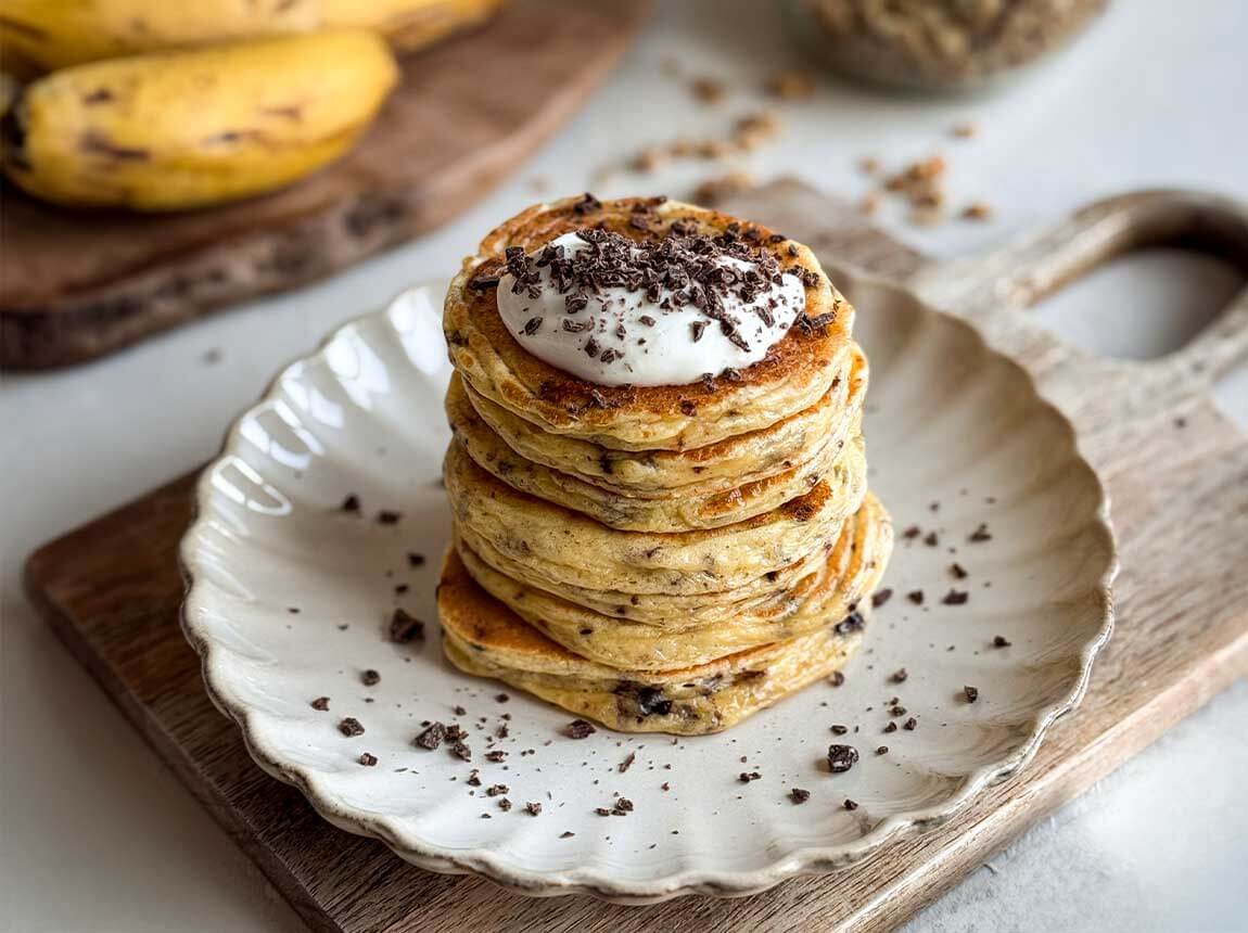 H&uuml;ttenk&auml;se-Pfannkuchen mit Schokoladenst&uuml;ckchen