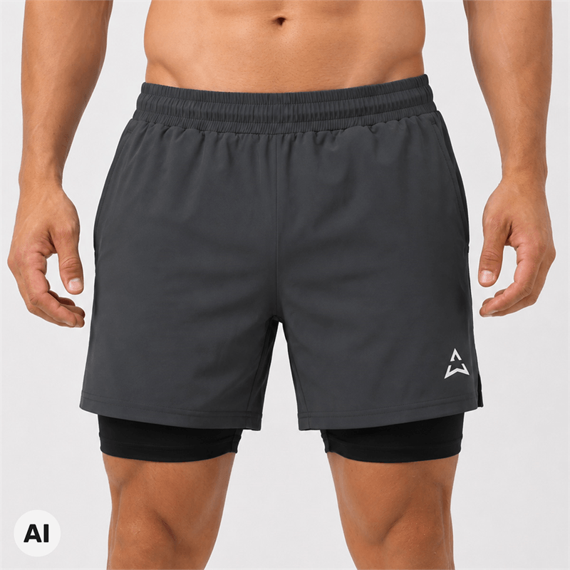 Allwear Spodenki Runner 2w1 GRAPHITE