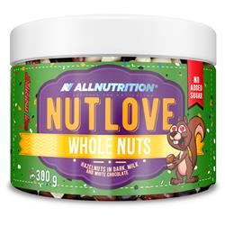NUTLOVE WHOLENUTS - Haselnüsse in Zartbitter-, Vollmilch- und weißer Schokolade